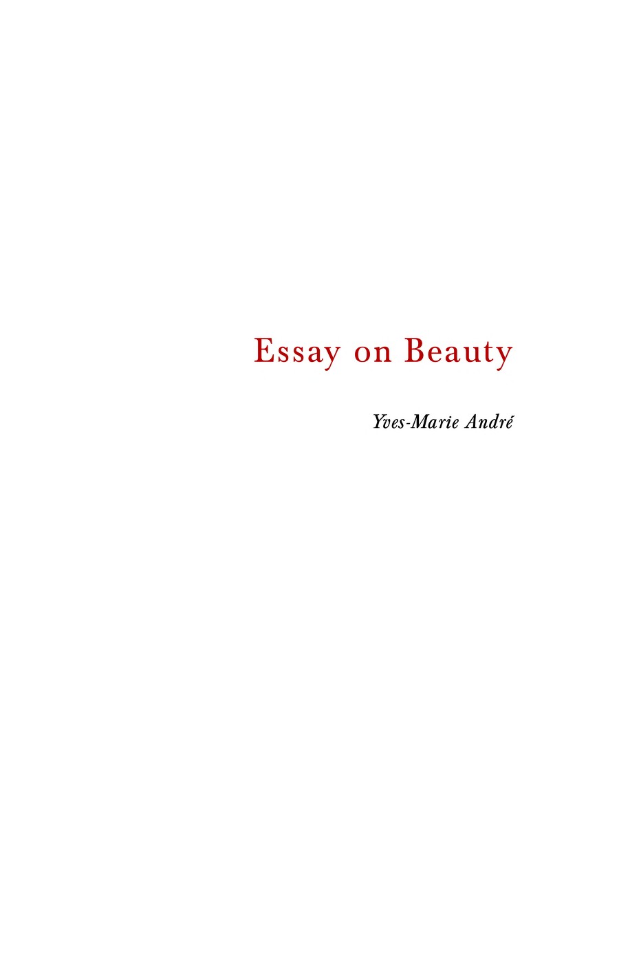 Front cover of ‘Essay on Beauty’