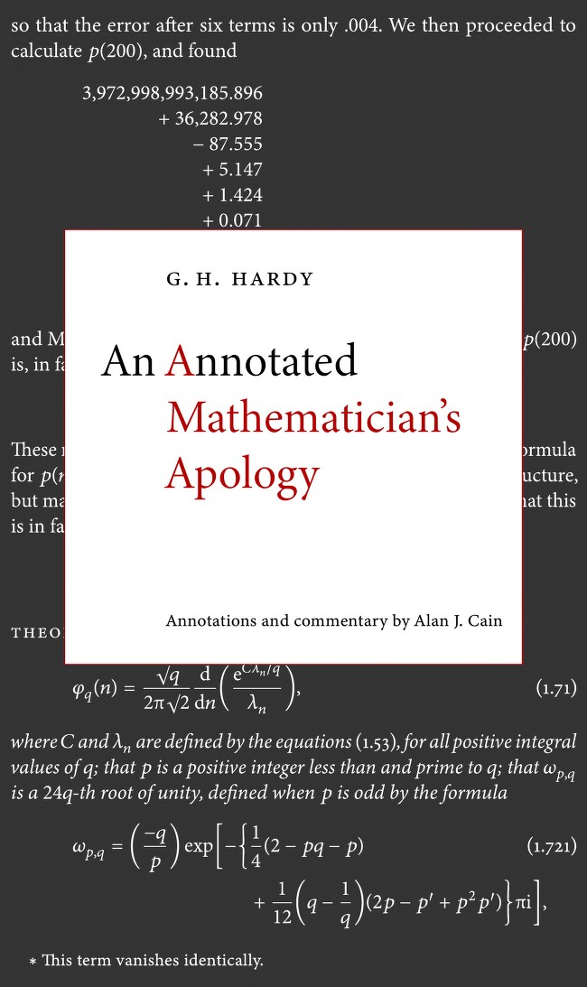 Front cover of ‘An Annotated Mathematician’s Apology’